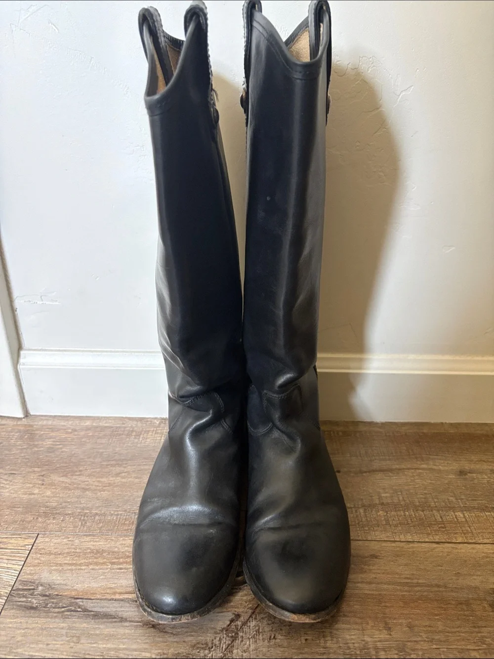 Frye Melissa Women’s Black Leather Knee-High Riding Boots 7